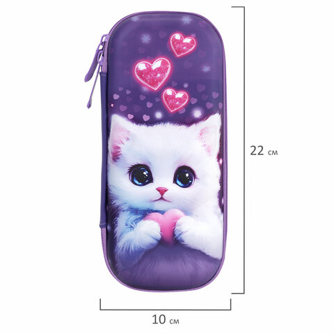 Пенал ЮНЛАНДИЯ, 1 отделение, 1 откидная планка, карман, EVA покрытие soft-touch, 22×10х5 см, «Cute cat»