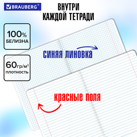 Тетради предметные, КОМПЛЕКТ 12 ПРЕДМЕТОВ, 48 л., глянцевый УФ-лак, BRAUBERG «GLITCH»