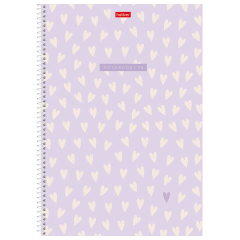 Тетрадь А4 96 л., HATBER, спираль, линия, тиснение, «LOVE IS... » (микс в спайке), 093597