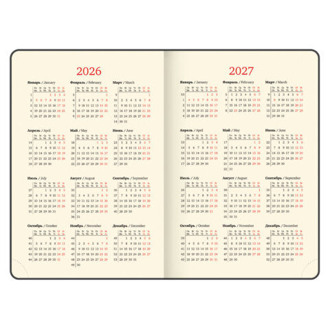 Ежедневник датированный 2026, А5, 151×213 мм, BRAUBERG «Note», под кожу, держатель для ручки, серо-голубой