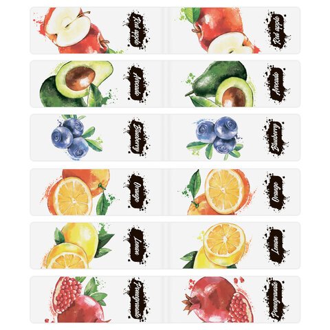 Закладки для книг МАГНИТНЫЕ, «FRUITS», набор 12 шт., 60×20 мм, BRAUBERG