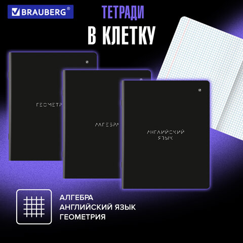 Тетради предметные, КОМПЛЕКТ 5 ПРЕДМЕТОВ, 48 л., матовая ламинация, BRAUBERG «MINIMAL»