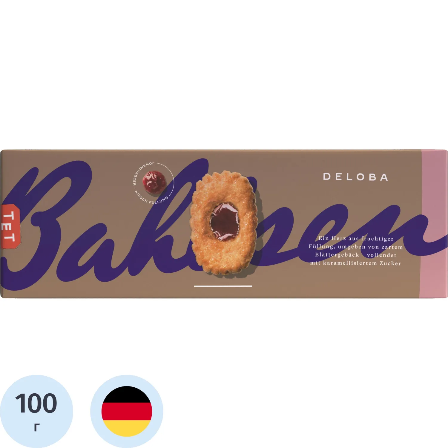 Печенье слоёное Bahlsen Делоба с желе красной смородины и вишни 100 г