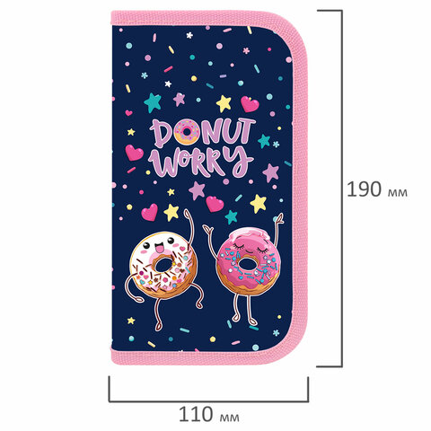 Пенал ПИФАГОР, 2 отделения, ламинированный картон, 19×11 см, «Comic donuts»