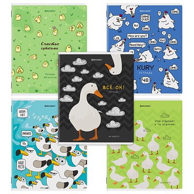 Тетрадь А5, 48 л., BRAUBERG, скоба, клетка, TWIN-лак, «КУРЛЫК И ВСЕ ВСЕ ВСЕ», (микс в ПУ)