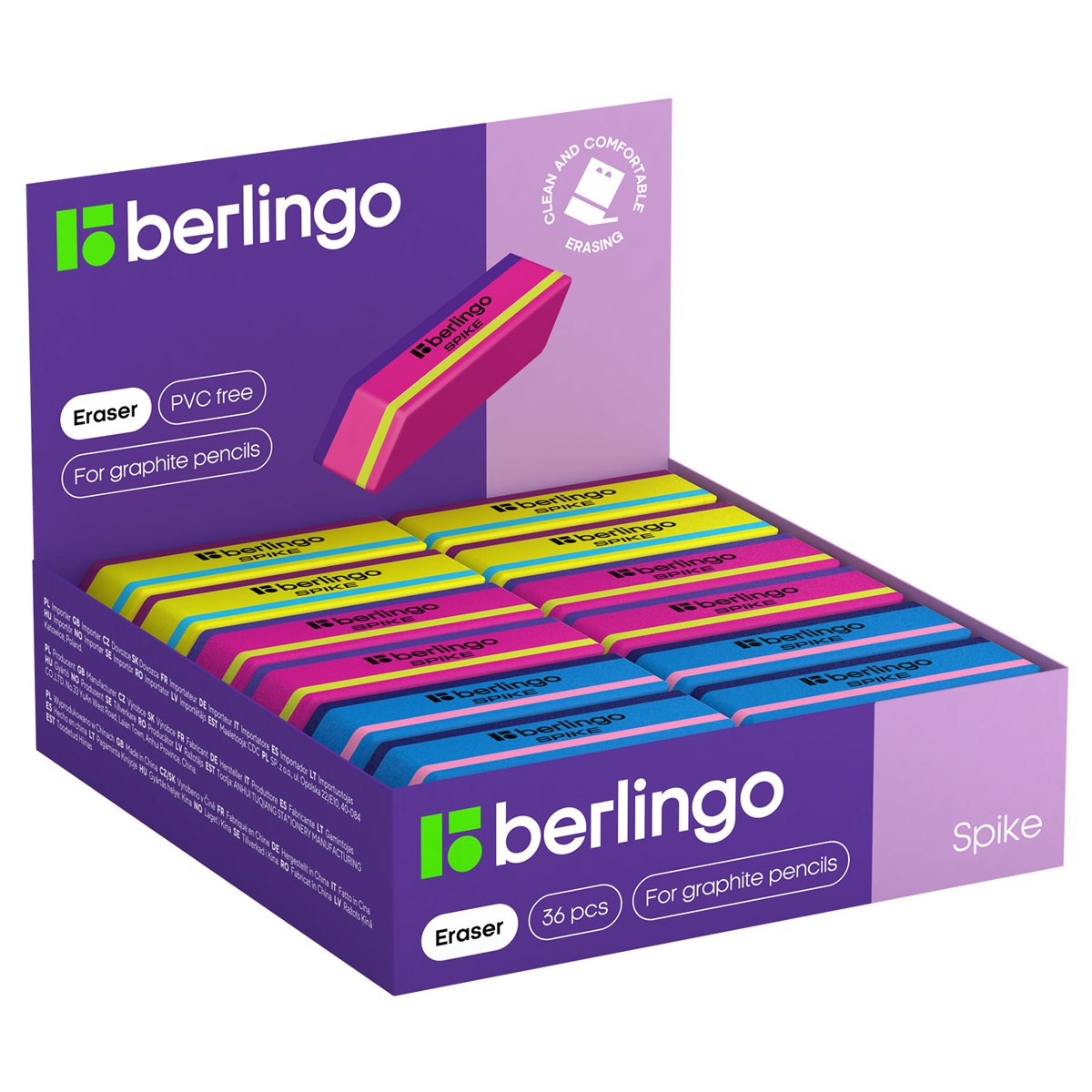 Ластик Berlingo «Spike», скошенный, термопластичная резина, 50×18×9мм