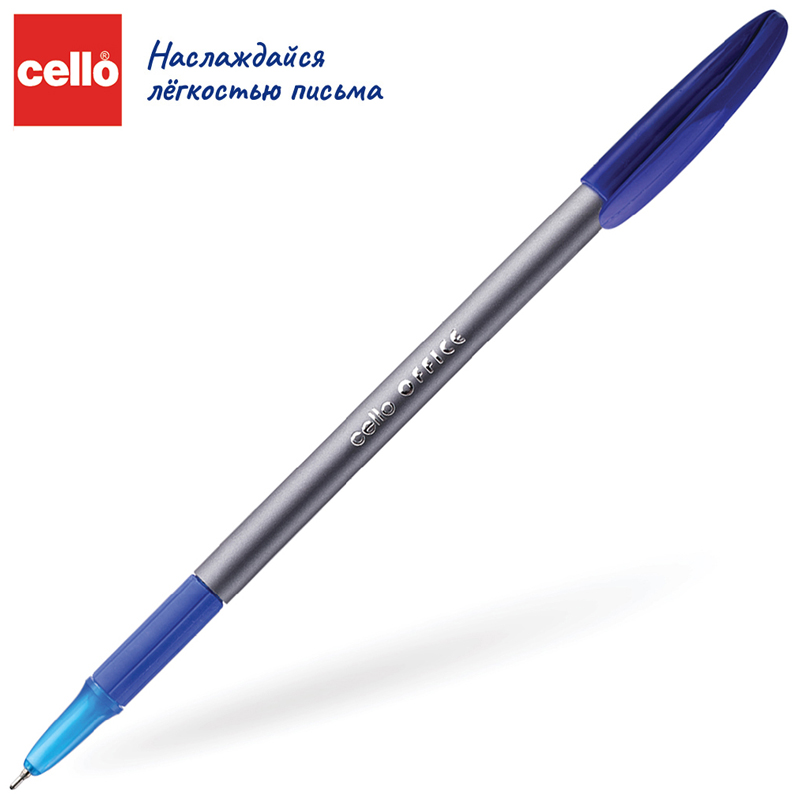 Ручка шариковая Cello «Office Grip» синяя, 1.0мм, грип, штрих-код