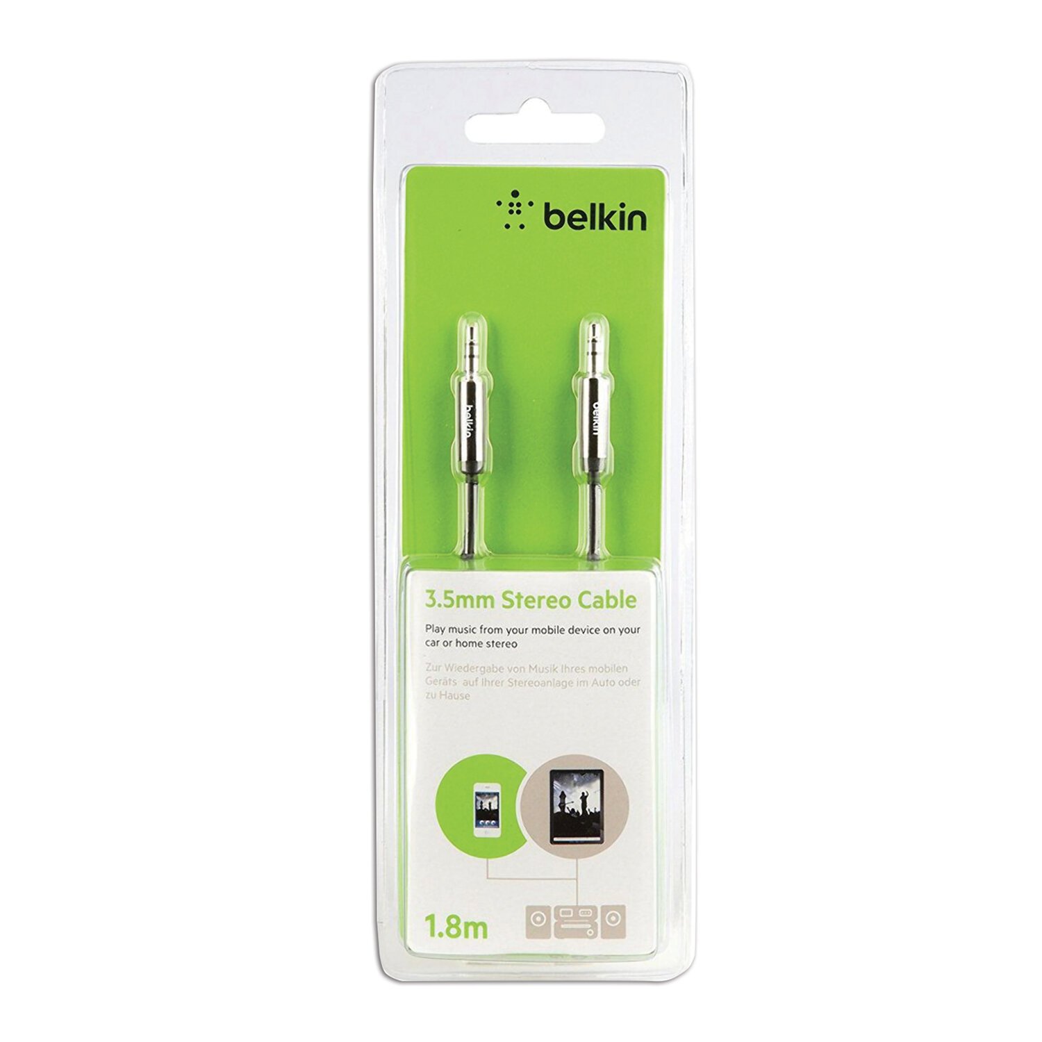 Кабель Jack 3.5 mm-Jack 3.5 mm 1.8 м BELKIN, для передачи аналогового аудиосигнала, AV10104bt1.8M
