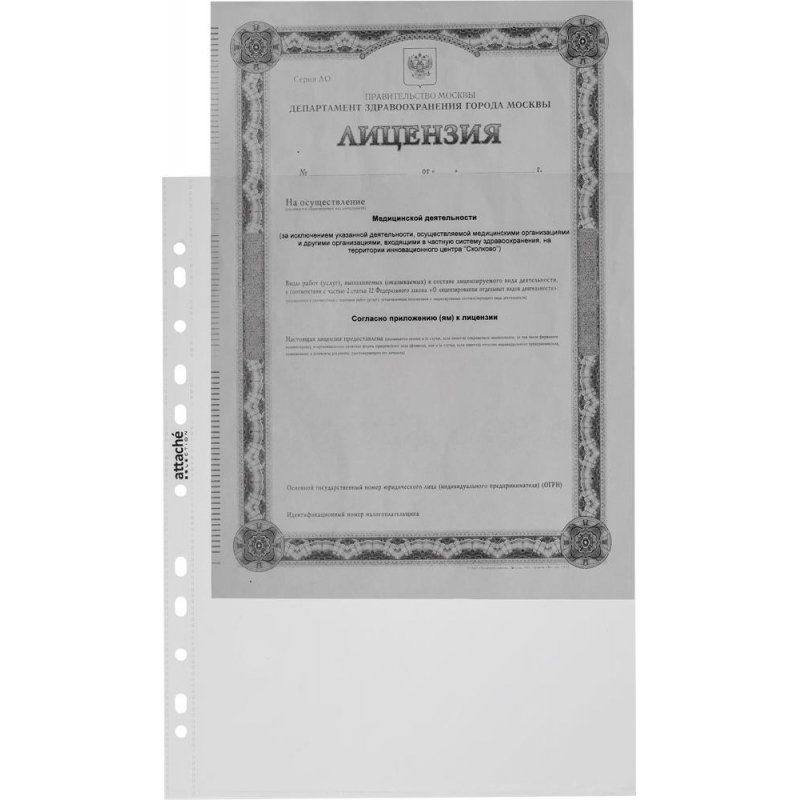 Файл-вкладыш Attache Selection Эко А4+ 60 мкм прозрачный гладкий 50 штук в упаковке