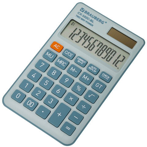 Калькулятор карманный BRAUBERG CX-102C-BL (76×126 мм)12 разрядовдвойное питаниеГОЛУБОЙ272649