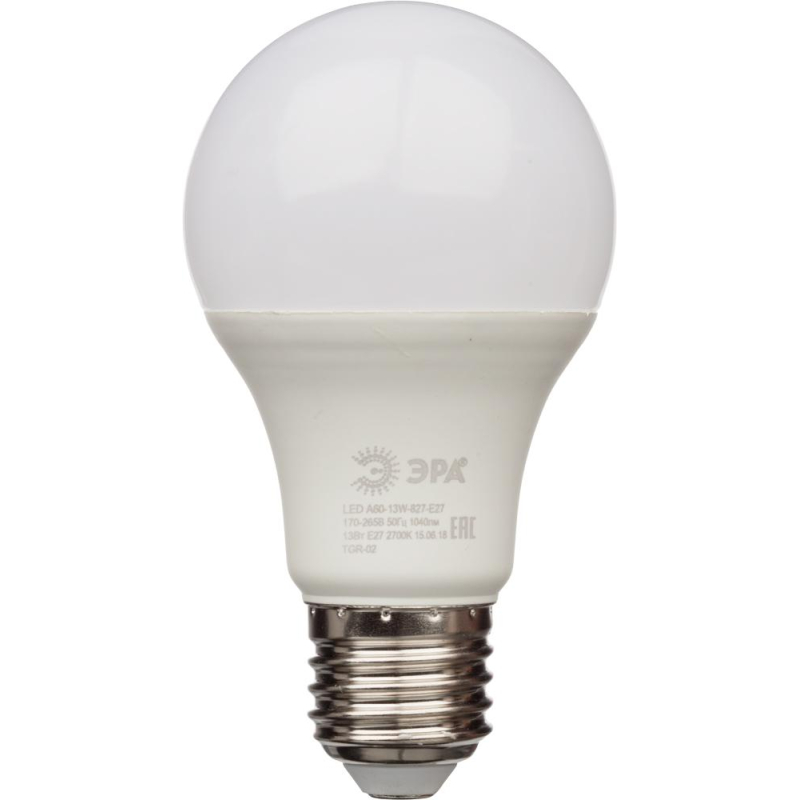 Лампа ЭРА LED smd A60/65-13W-827-E27 (6/30/990)