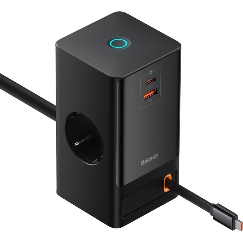Зарядное устройство сетевое Baseus PSLR000301 2AC+1A+1C retr 65W черный