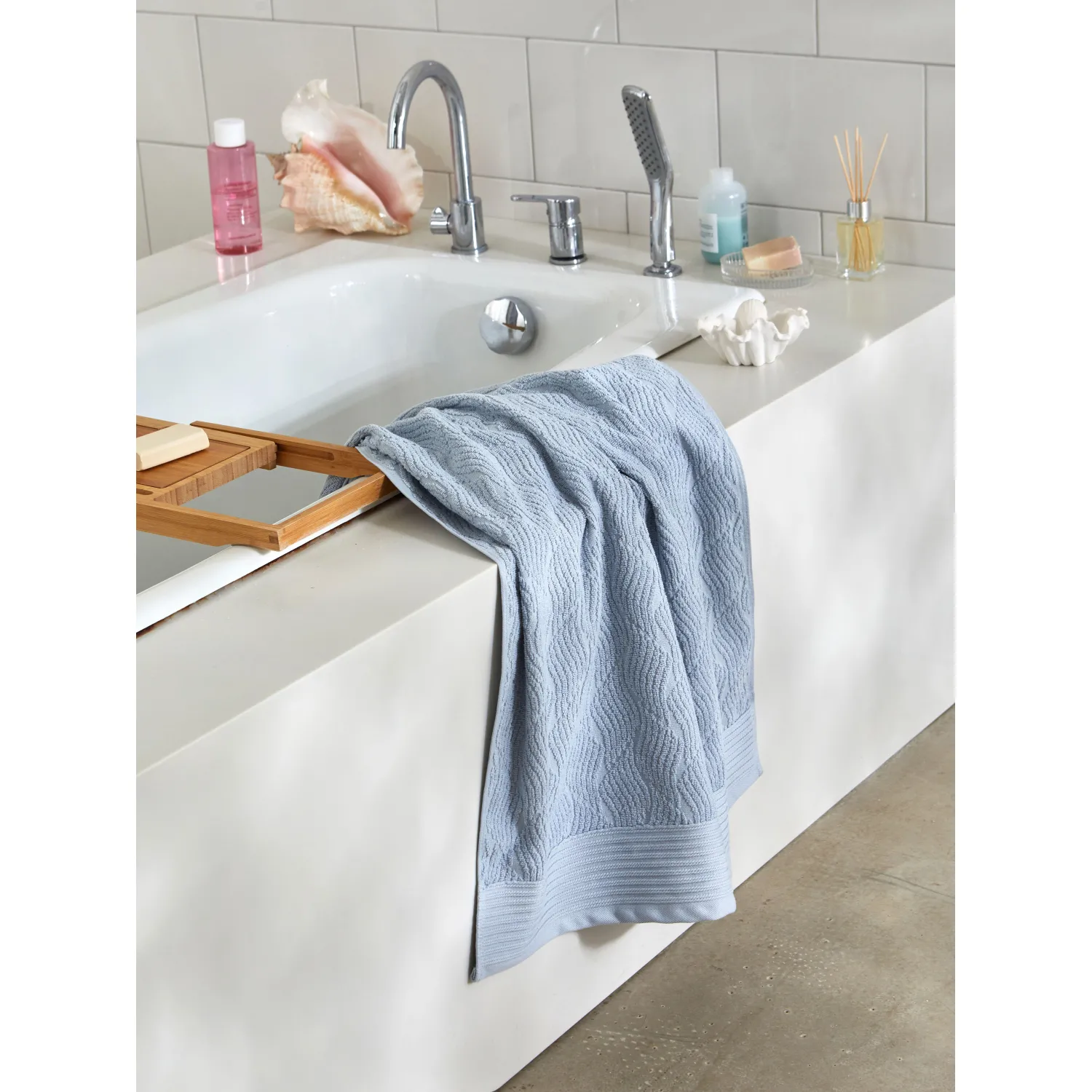Полотенце махровое Комус банное бордюр Жаккард 70×120 см,500 г/м2, Голубой
