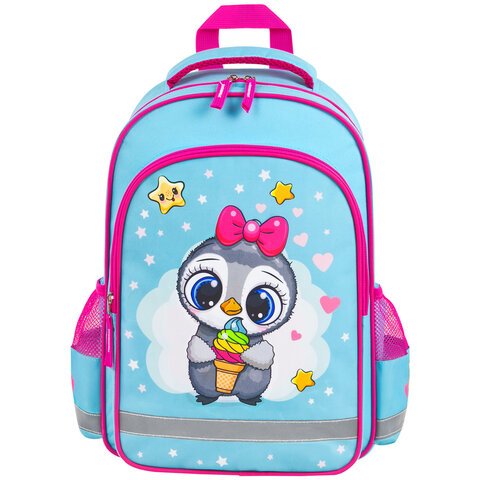 Рюкзак ПИФАГОР SCHOOL, 1 отделение, 3 кармана, «Smart penguin», 38×28×14 см