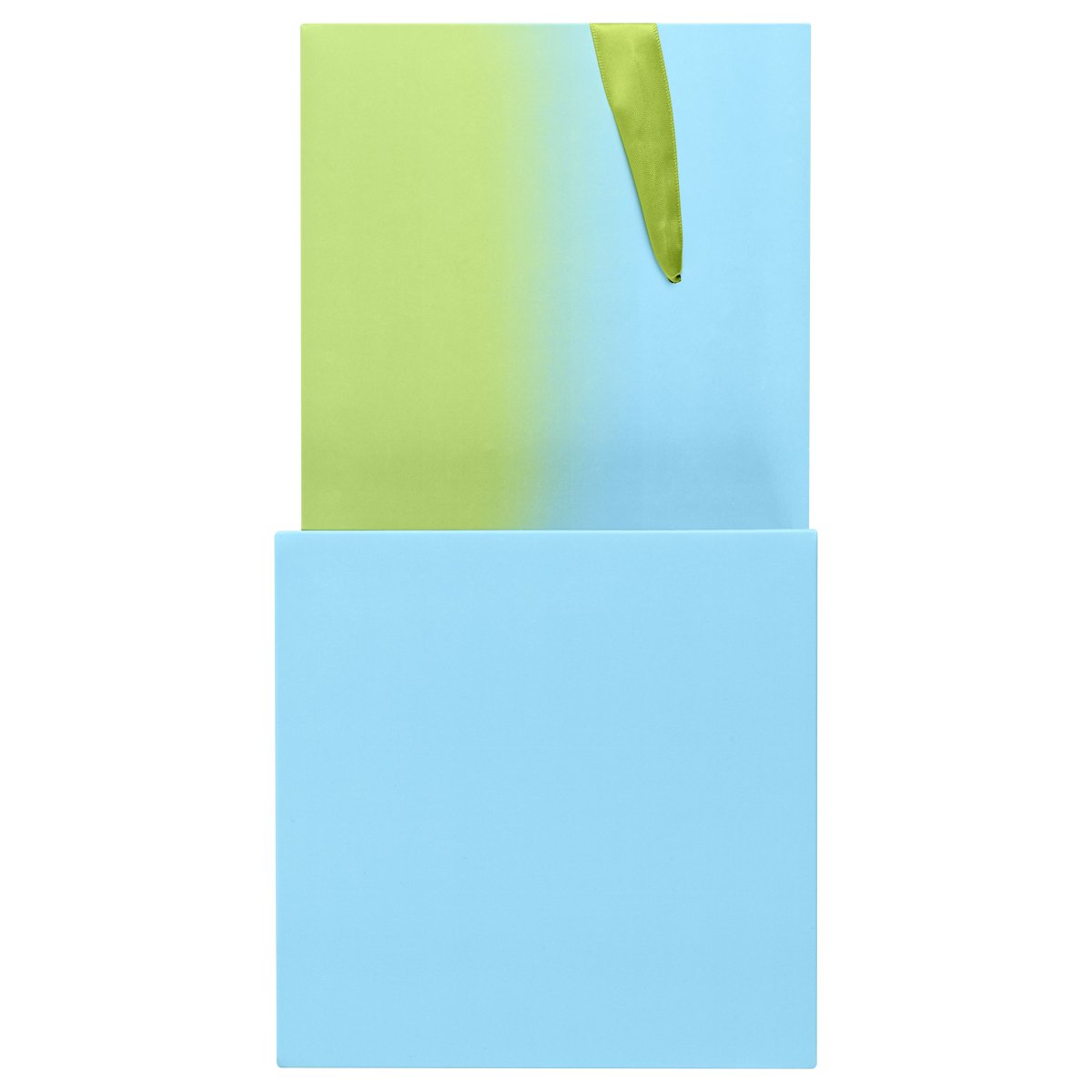 Коробка складная подарочная MESHU «Duotone. Blue-Green gradient», (15×15×15см), с лентой