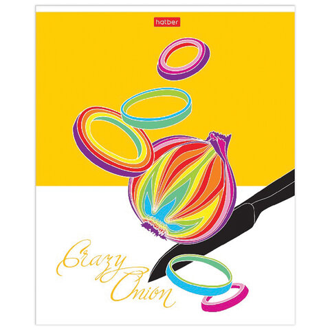 Тетрадь А5, 80 л., HATBER скоба, клетка, обложка картон, «Crazy food» (5 видов)