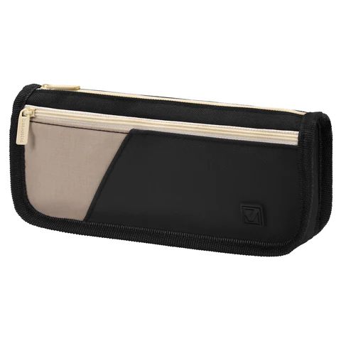 превью Пенал мягкий BRAUBERG KIDS, 2 отделения, полиэстер, «Черно-бежевый», 22×10x6 см