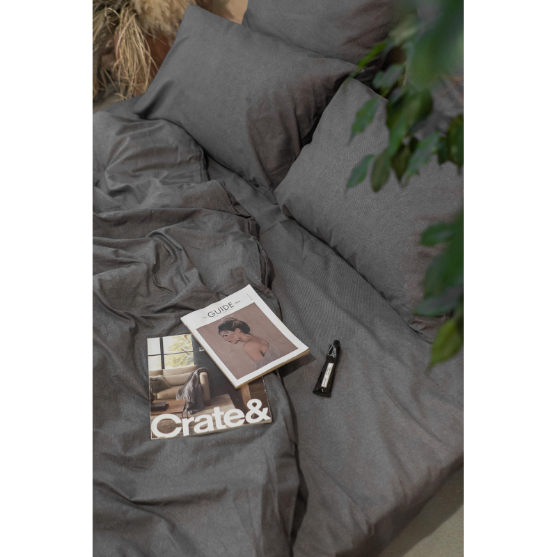 Постельное белье 1.5сп бязь 120гр Саржа 70923/3 Графит (нав.70×70-2шт)