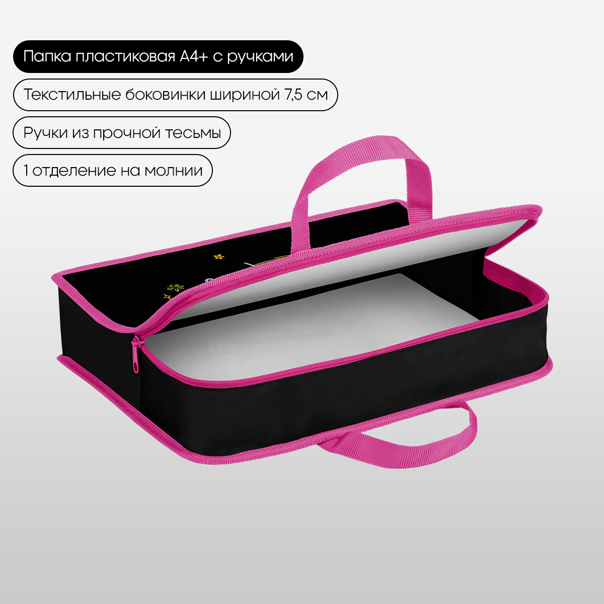 Папка с ручками 1 отделение, А4 Berlingo «Candy Princess», 340×245×75мм, пластик, на молнии