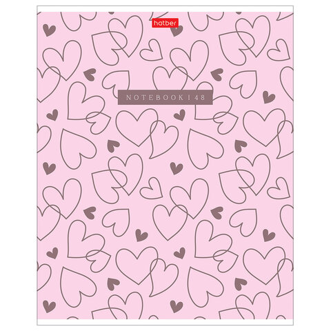 Тетрадь обложка пластик, А5 48 л., скоба, клетка, HATBER, «LOVE IS... » (микс в спайке), 092371