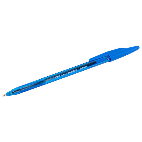 Ручка шариковая STAFF «Basic BP-66 BLUE», СИНЯЯ, корпус синий, узел 1 мм, линия письма 0.5 мм