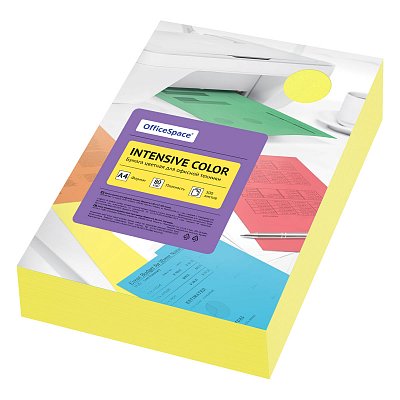 Бумага цветная OfficeSpace «Intensive Color», А4, 80г/м², 500л., (желтый)