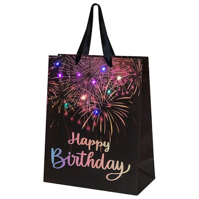Пакет подарочный (1 штука) 26×13x32 см (L), «LED Bag», черный, ЗОЛОТАЯ СКАЗКА