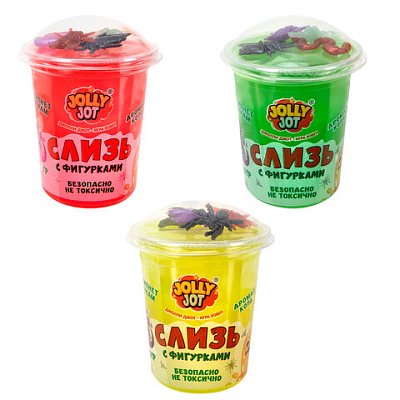 Слайм, слизь с фигурками, насекомые, 200 г, НАБОР 3 шт., JOLLY JOT (ДЖОЛЛИ ДЖОТ)