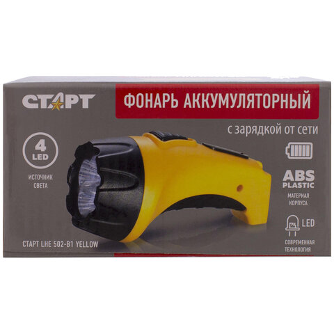 Фонарь аккумуляторный СТАРТ 4хLED, выдвижная вилка, заряд от сети, LHE 502-B1