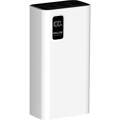 Внешний аккумулятор PERO PB07 30000 mAh, Li-Pol, output USB-C + 4USB-A, белый