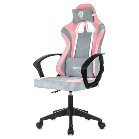 Кресло компьютерное BRABIX ''Forcer GM-127''2 подушкитканьрозовое/серое533215