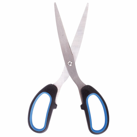 Ножницы BRAUBERG «Classic+», 205 мм, классической формы, резиновые вставки, черно-синие