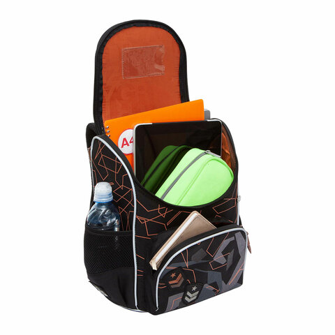 Ранец GRIZZLY анатомическая спинка, с мешком для обуви, для мальчиков, SERIOUS, 33×25х13 см