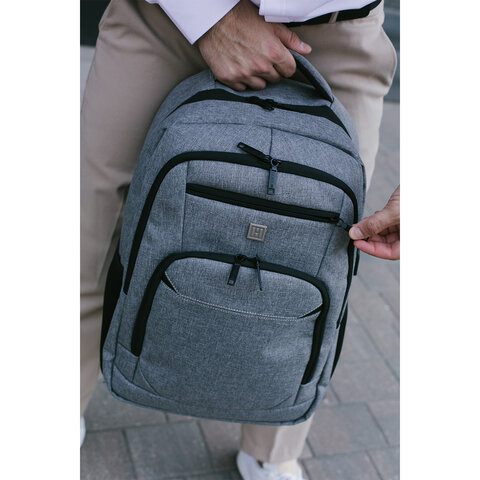 Рюкзак HEIKKI SECURE (ХЕЙКИ) универсальный, отделение для ноутбука, серый, 46×31x19 см