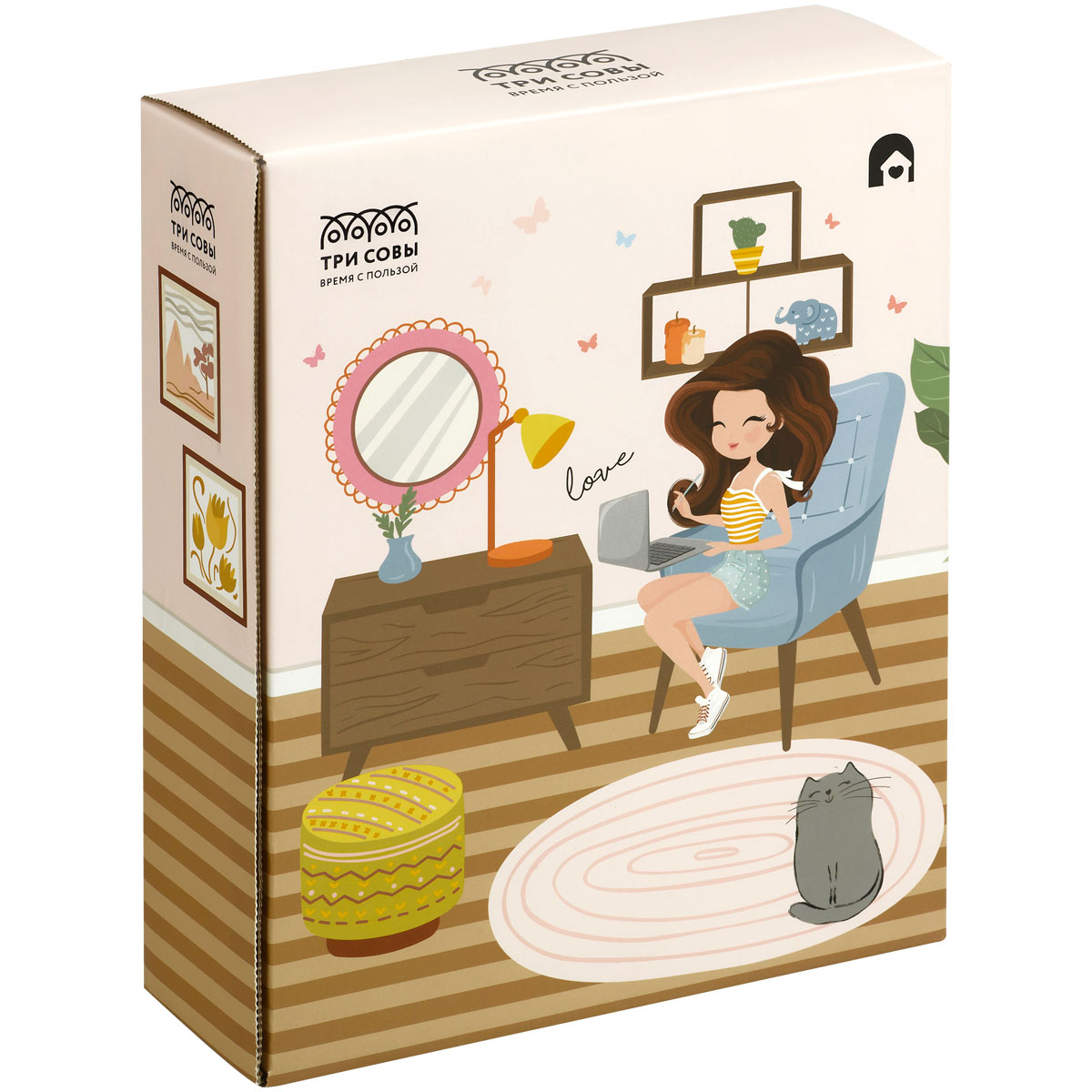 Сборная модель ТРИ СОВЫ, Румбокс «Кондитерская», инструменты, клей, картонная коробка