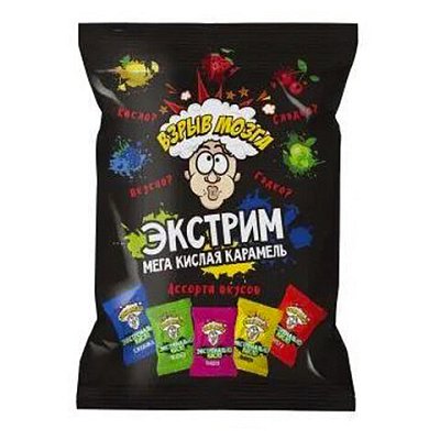 Карамель «ВЗРЫВ МОЗГА» ассорти 5 вкусов, 18 конфет в пакете, 56 г, КОНФИТОЙ