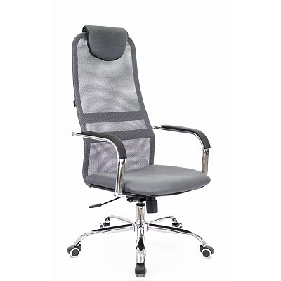 Кресло для руководителя Everprof EP 708 TM серое (хромированный металл/сетка/ткань)