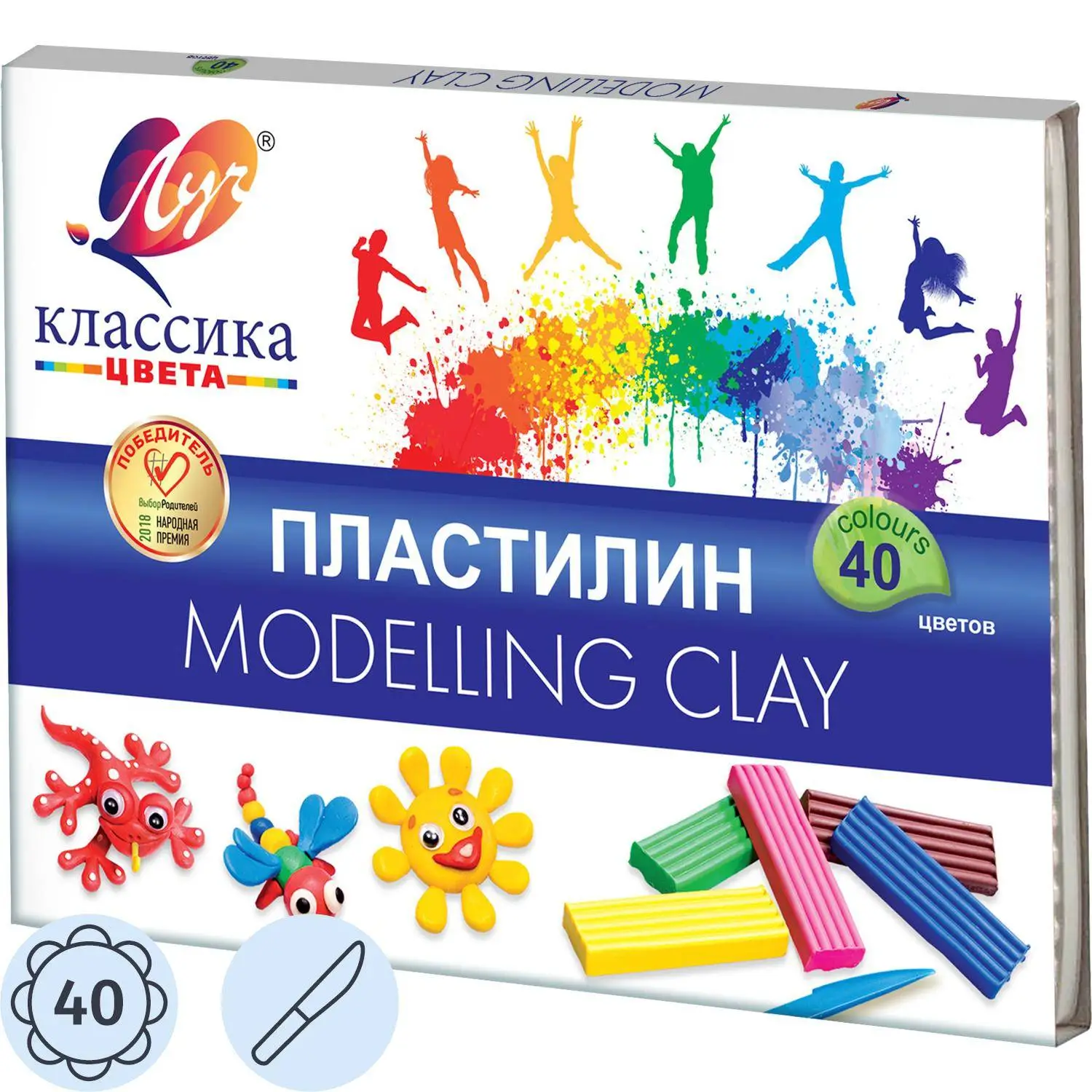превью Пластилин классический Луч Классика 40 цветов 800 грамм