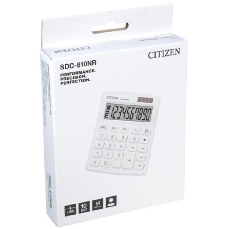 Калькулятор настольный компактный Citizen SDC810NRWHE 10-разрядный белый