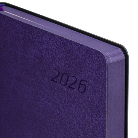 Ежедневник датированный 2026 А5 138×213 мм, BRAUBERG «Stylish», под кожу, гибкий, фиолетовый