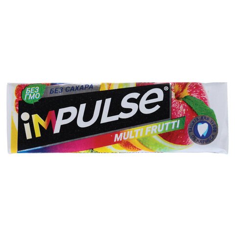 Жевательная резинка IMPULSE со вкусом Multi-Frutti, БЕЗ САХАРА, 10 подушечек, 14 г, ш
