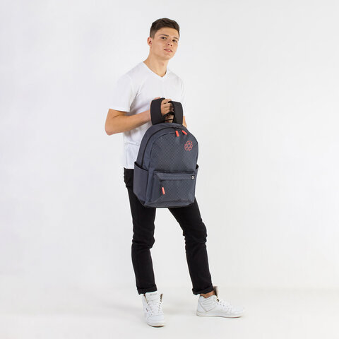Рюкзак BRAUBERG ENERGETIC универсальный, эргономичный, «Recycle», черный, 43×30х16 см