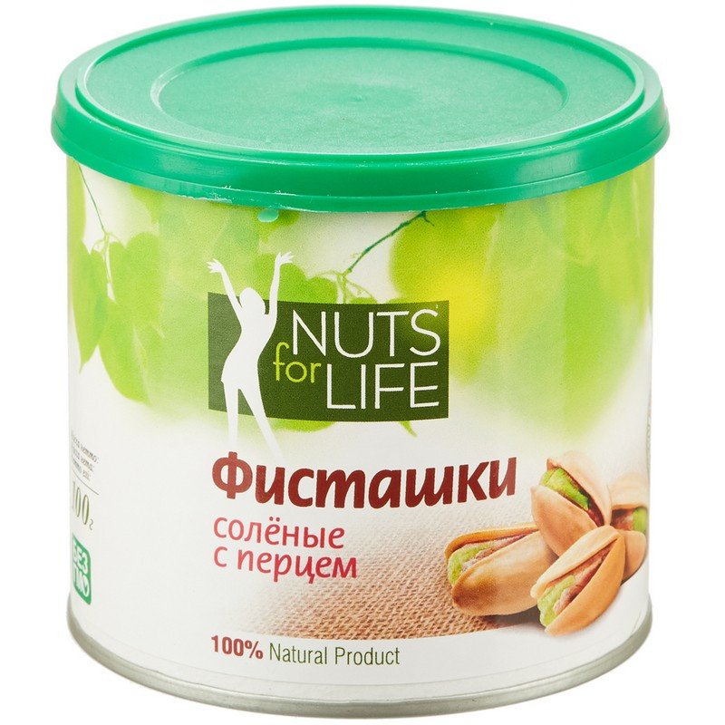 превью Фисташки Nuts for life жареные соленые с черным перцем 100 г