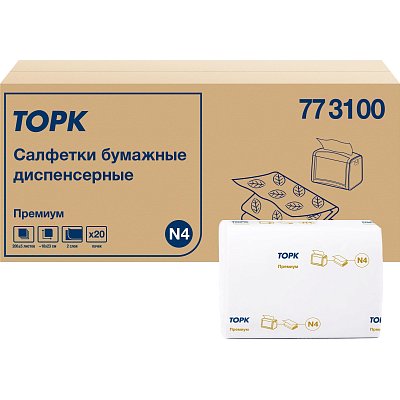 Салфетки бумажные д/дисп Торк Экспресснап Прем 2слN4 200л20пач/уп, цел773100