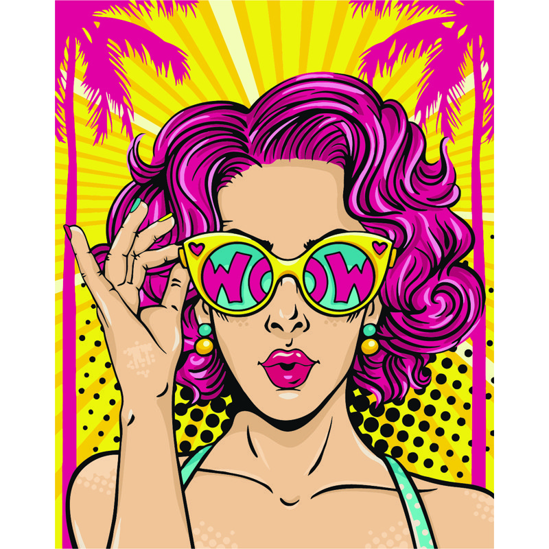 превью Картина по номерам на холсте ТРИ СОВЫ «WOW. GIRL», 40×50, с акриловыми красками и кистями