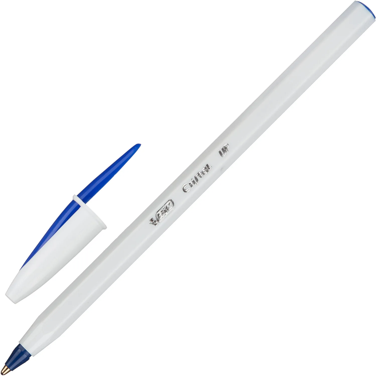 Ручка шариковая неавтоматическая BIC Cristal синяя (толщина линии 0.32 мм, корпус белый)