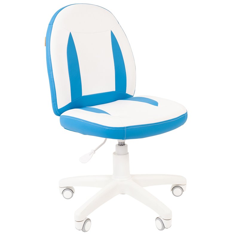 превью Кресло детское Chairman Kids 122, PL белый, экопремиум белый/голубой, регулир. по высоте, без подлок