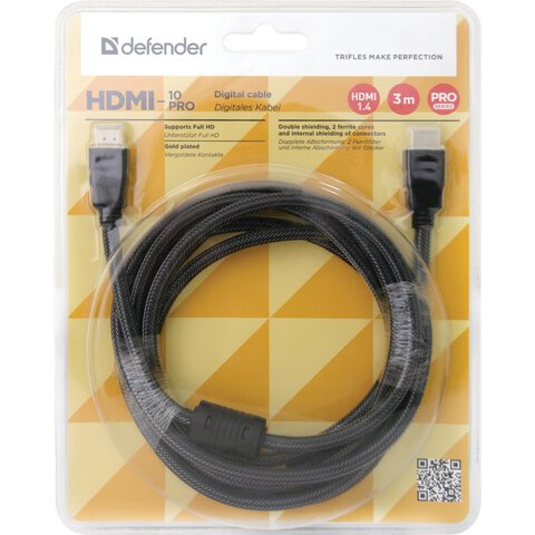 Кабель HDMI, 3 м, DEFENDER, M-M, для передачи цифрового аудио-видео