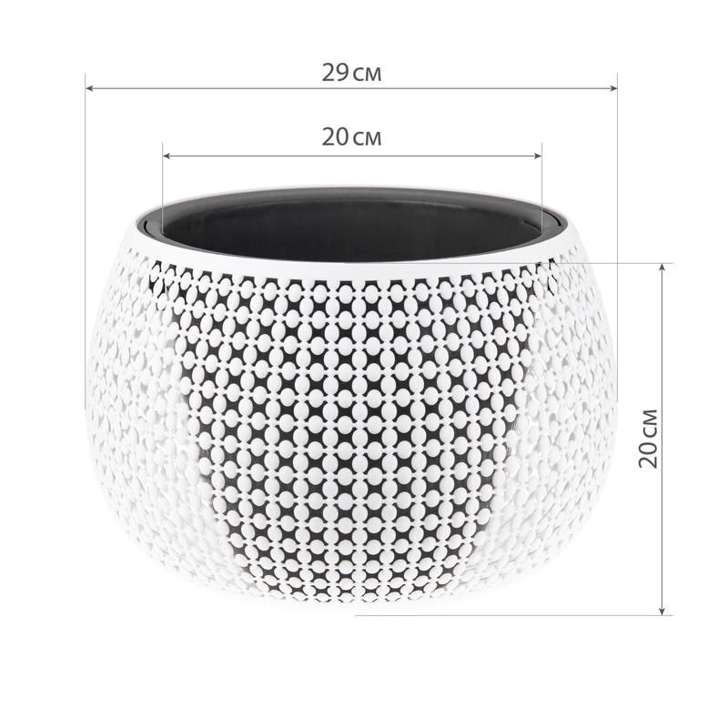 Кашпо М-пластика Пирула белое/черное (29×29×20 см)