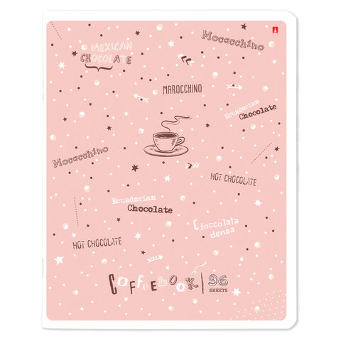 Тетрадь А5 96 л. АЛЬТ скоба, клетка, гибридный лак, «Coffe time» (5 видов)